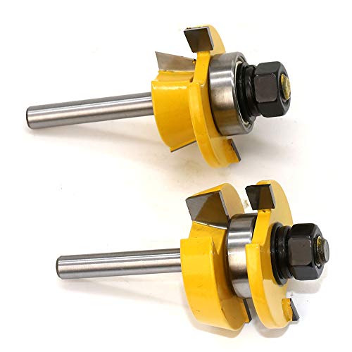 Fonture 2PCS 1/4 Inch Shank Shaker Bevel Rail And Stile Router Bit Woodworking Milling Cutter Tool Set