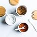 Ceramic Condiment Sugar Bowl Set with Lids and Spoons, Coffee Tea Jar Containers, Modern Kitchen Salt Spice Counter Canister Jars, Bamboo Serving Tray, Elegant Dip Sauce Ramekins - Great Gift Idea