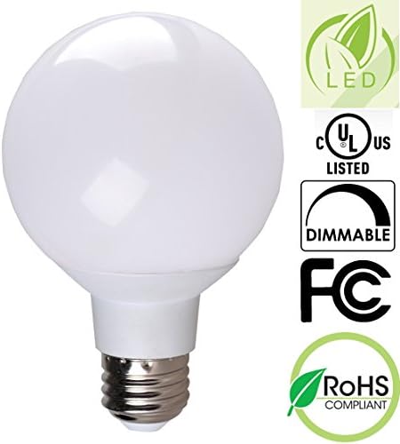 Bioluz LED White Dimmable G25 Globe 6 Watt = 40 Watt Replacement Warm White (2700K) Light Bulb 450 Lumens UL Listed