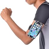 TFY Open-face Sport Armband + Key Holder for iPhone 5/5S & iPhone 6 / 6S / 7, Grey - (Open-face Design - Direct Access to Touch Screen Controls)