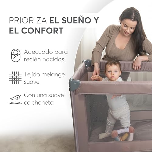 KikkaBoo Cuna de Viaje SO Gifted 2026, Cuna Bebe 120x60 cm hasta 15 kg, Parque Plegable con Bolsa de Transporte, Ligera y Compacta, Beige