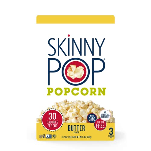 SkinnyPop Butter Microwave Popcorn Bags, Healthy Snacks Microwavable