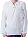 MEMITR Men Renaissance Medieval White Linen T Shirt V Neck Hippie Pirate Beach Kurta Yoga (Large)