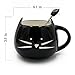 Teagas Cute Cat Mug 12 oz - Cute Black Kitty Morning Coffee Ceramic Mug and Cute Cat Spoon Set, Gift for Crazy Cat Lady
