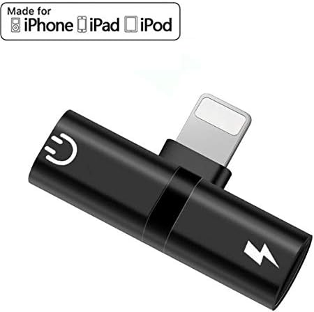 Charger Adapter for iPhone, Headphone Adapter for iPhone 7/7 Plus/8/8Plus/X/XS/XS MAX/XR Dongle, Headset Cables Splitter Earphone Connector Convertor, Car Charger, Quick Charge Fast Car Adapter, Black