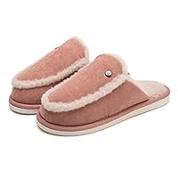 ALOFTT Womens and Men Slippers Memory Foam Fluffy Warm Non-Slip Comfortable Slip-on House Shoes Plush Indoor & Outdoor Winter (Women5-6, Pink)