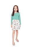 Edenpure Girl's Cute Casual Cotton Printed Stripe Long Sleeve Playwear Dress