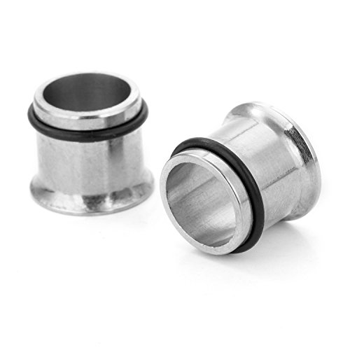 CABBE KALLO 18PCS Ear Plugs Stretching Kit Stainless Steel Gauge Tunnel Set Single Flared Expanders 14G-00G (Silvertone)