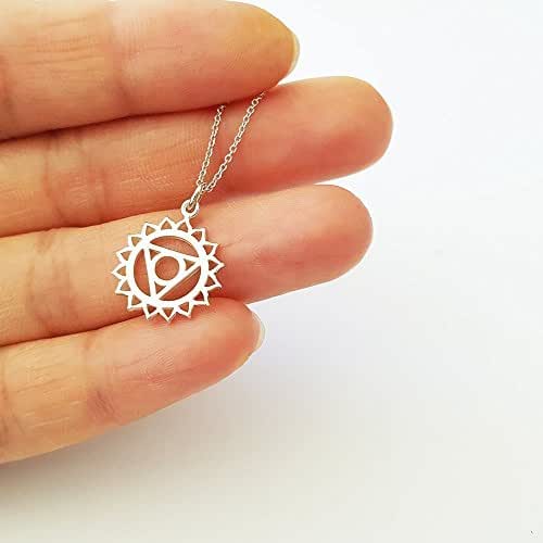 Sterling Silver Throat Chakra Charm Necklace Handmade