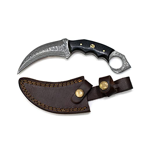 Titan International Knives Damascus Steel Claw Fixed Blade Hunting and