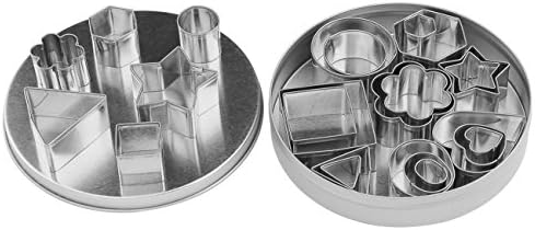 Shapes Cookie Cutter Set, Useekoo Stainless Steel Metal Cookie Cutters Shapes for kids,Plain Edge Geometric Shapes Multi-size Molds for Biscuit Chocolate Vegetable Cutter Bakeware,Set of 24