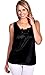 Patricia Lingerie Women's Anti-Static Soft Silky Satin Under Camisole with Elegant Floral Lace Trim (Black, Large)