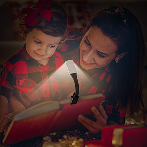 Simpeak Book Light, Clip on Warm Led Reading Light USB Rechargeable, 50 Lumens 3 Brightness Level Reading Lamp for Amazon Kindle/eBook Reader/Books