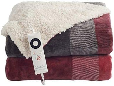 Velvety Electric Heated Throw Grey and Red Check – 135 x 180cm