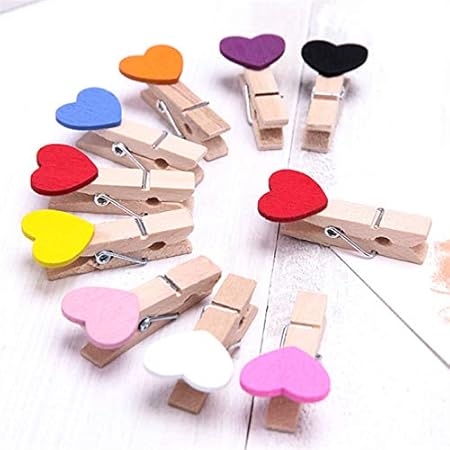 Amazon 木製クリップ ウッドクリップ ハート形状 素敵 面白い 可愛い 手作り おしゃれ 洗濯小物ピンチ 写真用に かわいい 木製 セット ウッド クリップ 50pcsランダムカラー 文房具 オフィス用品 文房具 オフィス用品