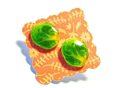 Mini Brussels Sprout Stud Earring - Tiny Food Jewelry - Thumbnail 5