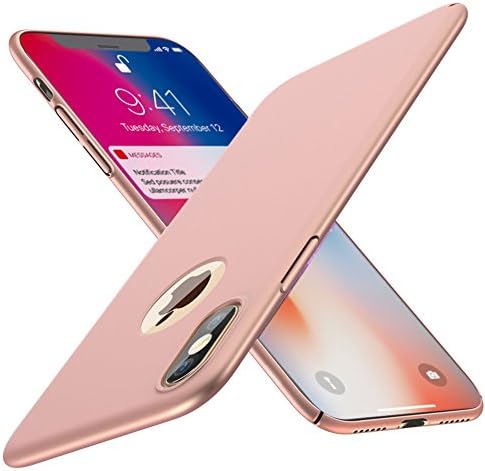 QueenAcc iPhone X Case Hard Protect Phone Case Back Cover Bumper,Ultra-Thin Perfect Fit, Slim Minimal Anti-Scratch Protective Lightweight case for iPhone X(rose gold).