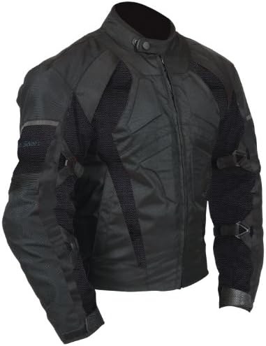 Milano Sport Gamma Motorcycle Air Jacket with Black Mesh Panel (Black, XXX-Large)