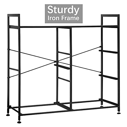 LadyRosian Non-woven Storage Cabinet - 5 Drawer Dressers Closet Dresser - BlackGrey Clothes Storage, Organization and Storage Bedroom - Storage Tower with Steel Frame & Wood Top