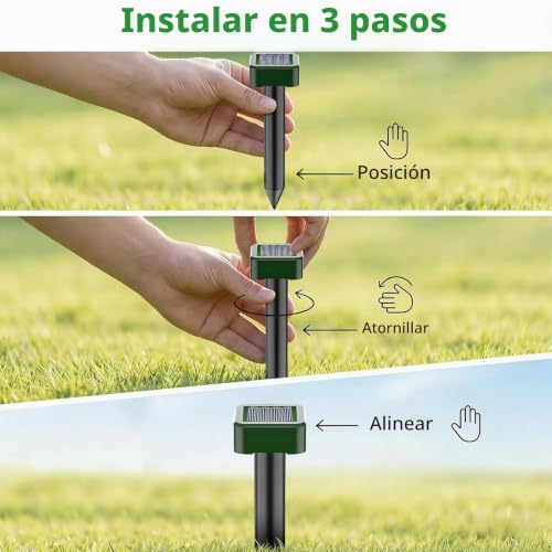 Solar Mole Repeller, Ultrasonic Mouse Repeller 4 Pieces, Animal Repeller for Repelling Moles, Moles, Snakes and Garden Rodents, Anti Moles, Against Pests