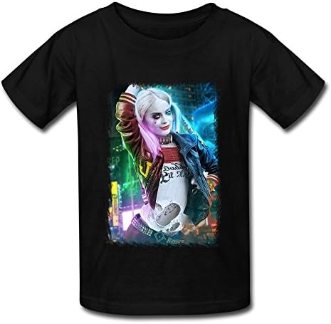 SANYOU Kid's Vintage Suicide Squad Margot Robbbie Harley Quinn T-shirts Size L Black