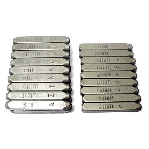 Oudtinx Number and Letter Stamp Set (36 Piece Punch Set/A-Z & 0-9) Industrial Grade Hardened Carbon Steel Metal - 1/4" (6mm) Characters - Perfect for Imprinting Metal, Wood, Plastic, Leather, More!