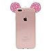 iPhone 7 Plus Case, MC Fashion Flexible Cute 3D Bling Bling Crystal Rhinestone Mickey Mouse Ears Soft Clear Transparent TPU Shell Case Skin for Apple iPhone 7 Plus (2016) (Pink Ears)