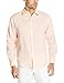 Cubavera Men's Embroidery Detailed Solid Linen Long Sleeve Woven Shirt