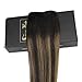 Sunny Hair Balayage Clip in Extensions Natural Black Mixed Medium Brown Highlights Clip in Human Hair Extensions Highlighted Clip on Extensions Real Hair 14inch 100g 7pcs