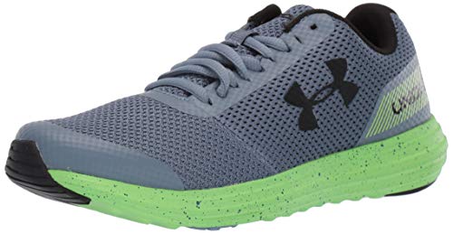 Under Armour Kids' Grade School Surge RN Sneaker, Ash Gray (403)/Lime Light, 4