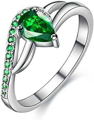 MDEAN Green Whater Drop Stone White Gold Color AAA Crystal Zircon Fashion Jewelry Rings for Women (9)