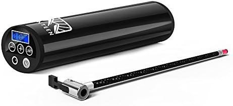 Mounteen Portable Electric Tire Inflator, And Maximum 150PSI, With Extra Long 14.3'' Schrader Valve, LCD Digital Screen, Tire Pressure Monitor, Rechargable Li-ion Battery, Fast Inlfating For Car, Bike