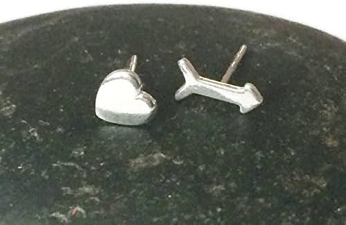Sterling silver heart and arrow earring