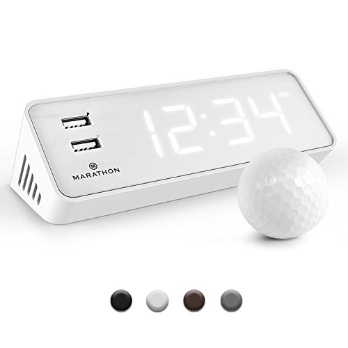 Marathon cl030055wh led alarm clock with two fast charging, front…