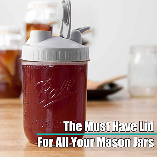 IngJa Mason Jar Lids 3 Pack LeakProof Flip Cap For Wide Mouth Mason Jars (Jars Not Included