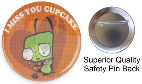 I MISS YOU CUPCAKE 1.5" Pin-back Button Made in USA