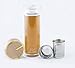 iRSE Luxury Tea Infuser Bottle Double Wall Glass Tumbler with modern design Lid Fruit Water infuse Stainless Steel Loose Leaf Strainer hot cold drink filter fruits herbs spices detox 10 oz (Gold)