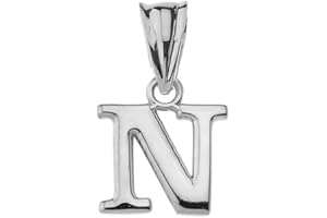 CLADDAGH GOLD 10K White Gold Fine Mini Dangling Initial A-Z Charm 1/2" Pendant - Choice of Initial Letter