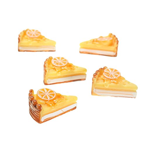 Miniature Cake - 5 Pieces/Set Miniature Resin Cake Pizza Resin Cabochons Doll Toy Decoration for Scrapbook Phone DIY Hair Bow Accessory 30x22mm - Thumbnail 4