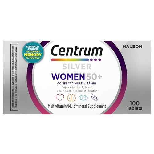 CENTRUM SILVER WOMEN’S MULTIVITAMIN FOR WOMEN 50 PLUS, MULTIVITAMIN/MULTIMINERAL SUPPLEMENT WITH VITAMIN D3, B VITAMINS, NON-GMO INGREDIENTS, SUPPORTS MEMORY AND COGNITION IN OLDER ADULTS – 100 CT