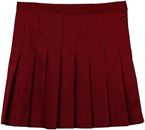 Cooped dresses Womens Stylish Slim High Waist Pleated Tennis Skirts Wine RedX-Small