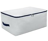 Flax & Cotton Fabric, Ultra Size Foldable Storage Bag for Beddings, Comforters, Quilt, Blanket, Pillows, Garments, Sweaters, Organizer Bag for Season Items, with Zipper and Handles. Washable (Xl)