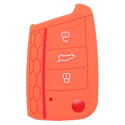BROVACS Silicone Cover Protector Case Holder Skin Jacket Compatible with VOLKSWAGEN 3 Button Remote Flip Key Fob CV9801 Orange
