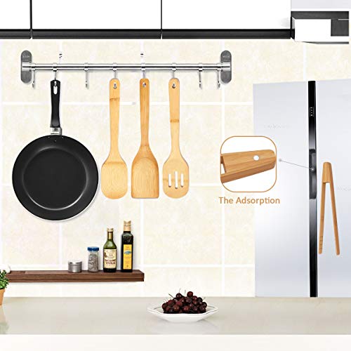 Bamboo Cooking Spoon Set Spatulas Kitchen Tools Wooden Utensil Set Kitchen Food Tong Nonstick Pan CookwareTuners Spoons Magnetic Wooden Toaster
