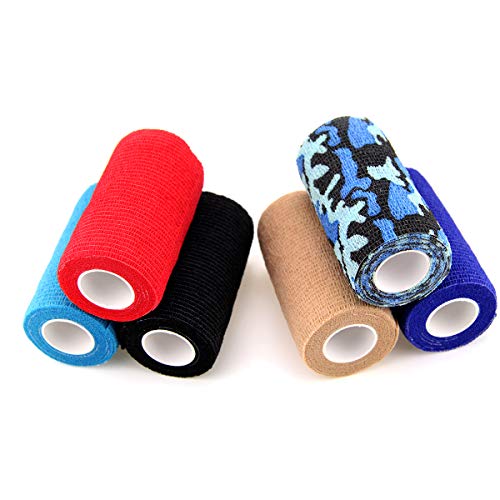 AUPCON Self Adhesive Bandage Vet Tape Cohesive Bandages Bulk Self Adherent Wrap Non-Woven for Pets Animals & Ankle Sprains & Swelling Supply, FDA Approved 4 Inches x 5 Yards