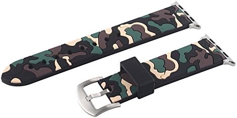 EAXUN Apple Watch Band Camouflage Sport Loop 42mm with Soft Silicone Rubber Watch Strap Camo for iWatch Series 1 Series 2 (Camo Khaki)