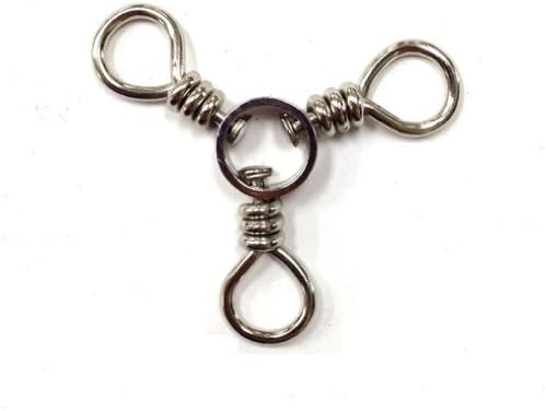 Fisherman Depot 3-Way Fishing Barrel Swivel 24pcs/Pack (Chrome, 5-50lbs)