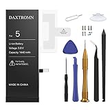 DAXTROMN Replacement Battery Compatible with iPhone 5 - Replacement Kit with Tools, Adhesive Strips - New 1440mAh 0 Cycle Battery - 2 Years Warranty