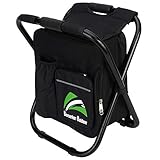 Berserker Outdoor Folding Camping Stool with Cooler Insulated Picnic Bag, Fishing Backpack Chair for Camping Fishing Hiking Gardening and Beach, Camping Seat with Carry Bag