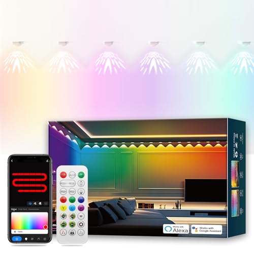 Photo 1 of LemonNova RGB String Downlights, 90ft 60 LEDs Smart Indoor Light Color Changing Led String Wall Sconces for Party, 44+ Dynamic Scene Permanent Indoor Light Fixture for Home Decor (White)